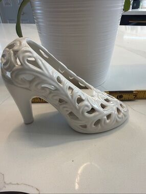 Vintage wedding decor Porcelain Shoe